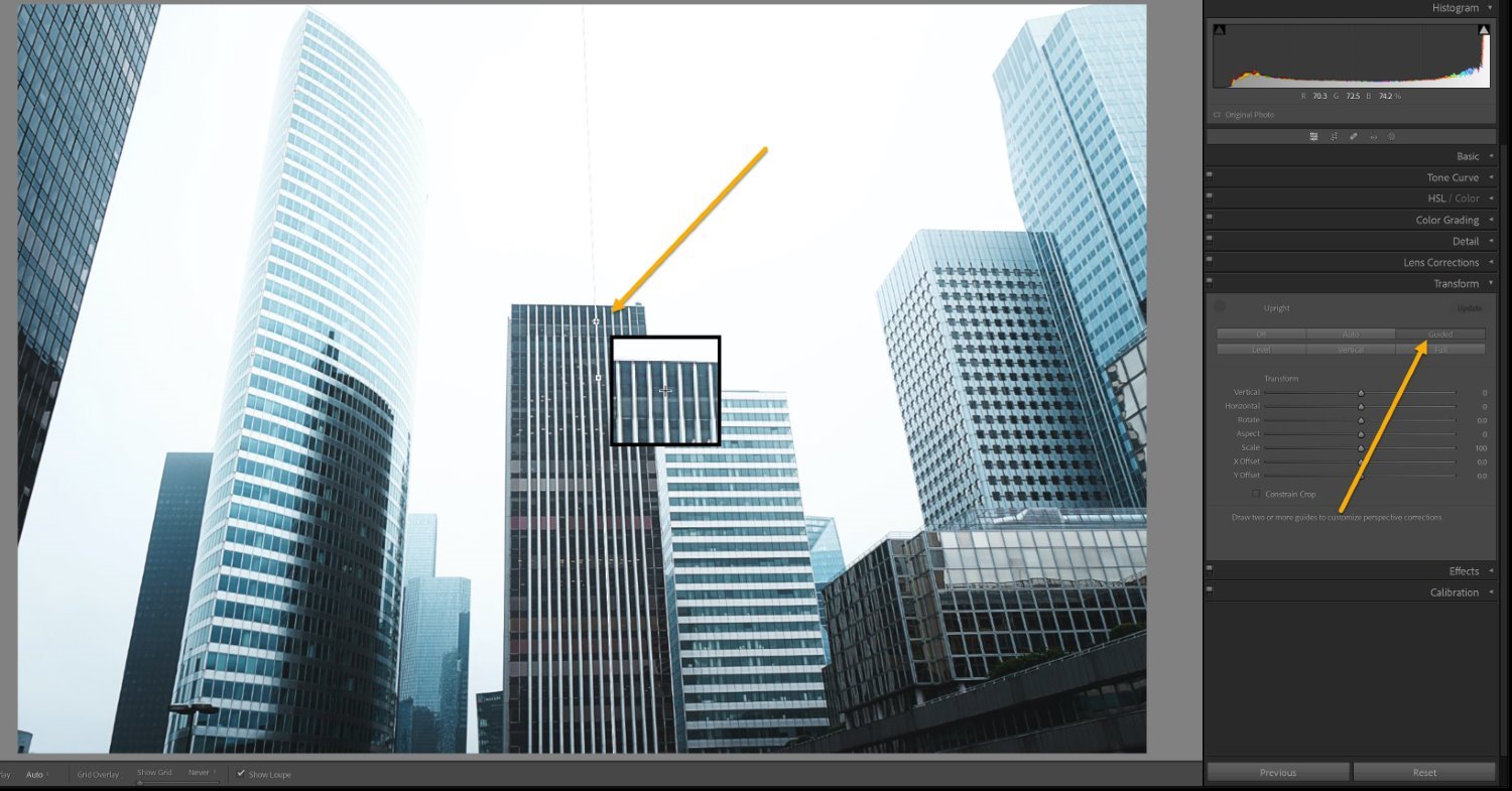 The Lightroom Transform panel